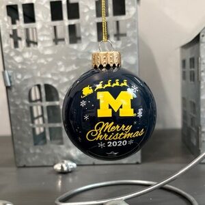 Merry Christmas 2020 Blue Ornament Michigan university